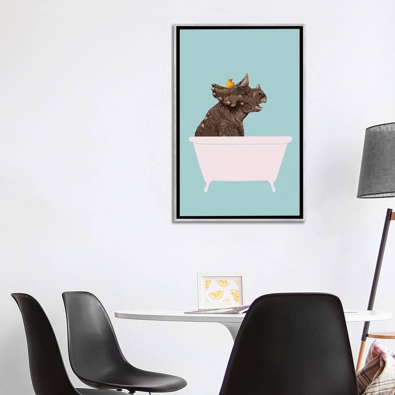 iCanvas "Triceratop In Bathtub" by Big Nose Work Framed Bed Bath